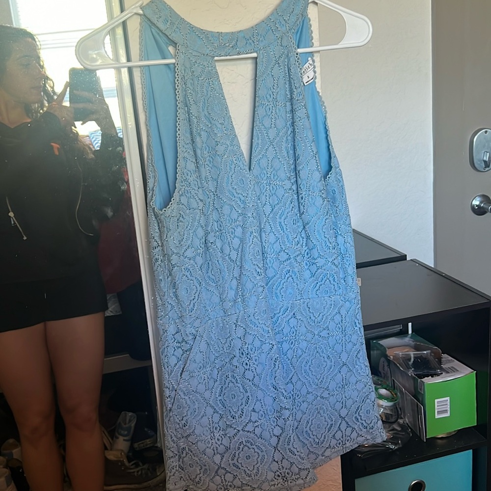 baby blue floral romper